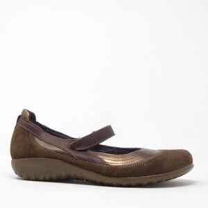 Naot Womens Kirei Mary Jane Flats Brown Suede Leather Metallic Size 41 / 10